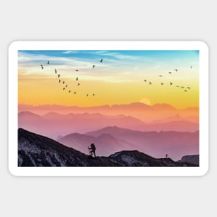 Beautiful Sunrise Mountain Hiking Sticker